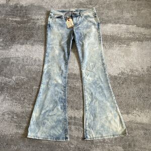 Current Elliott Jeans Womens 30 The Low Bell Flare Crazy Wash Festival NEW 32x34